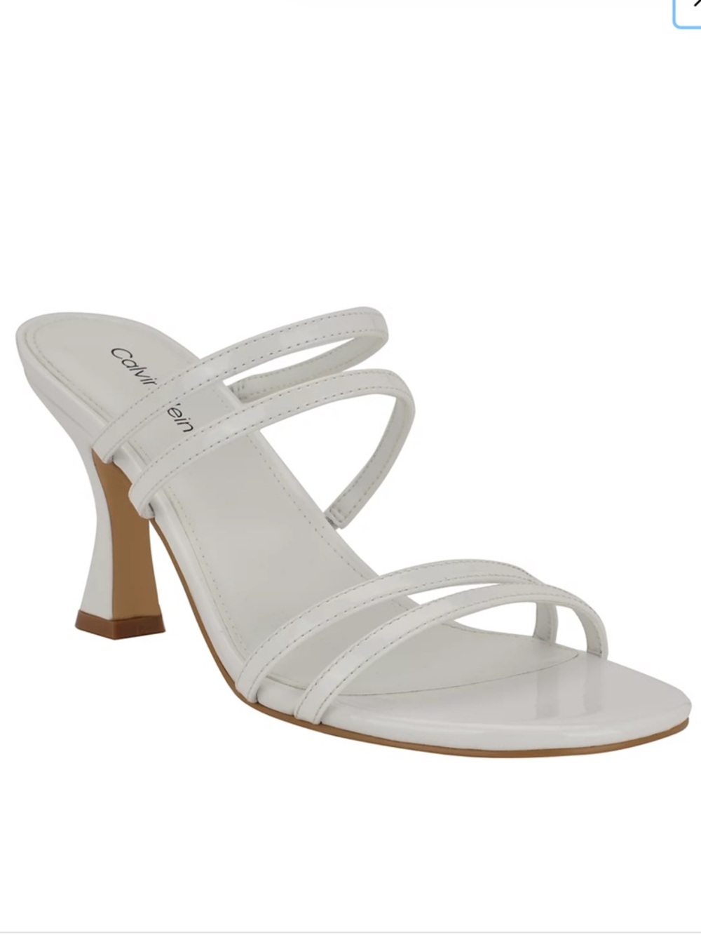 Calvin Klein Jayla White Strappy Mid-Heel Sandal Size 7.5 NWT